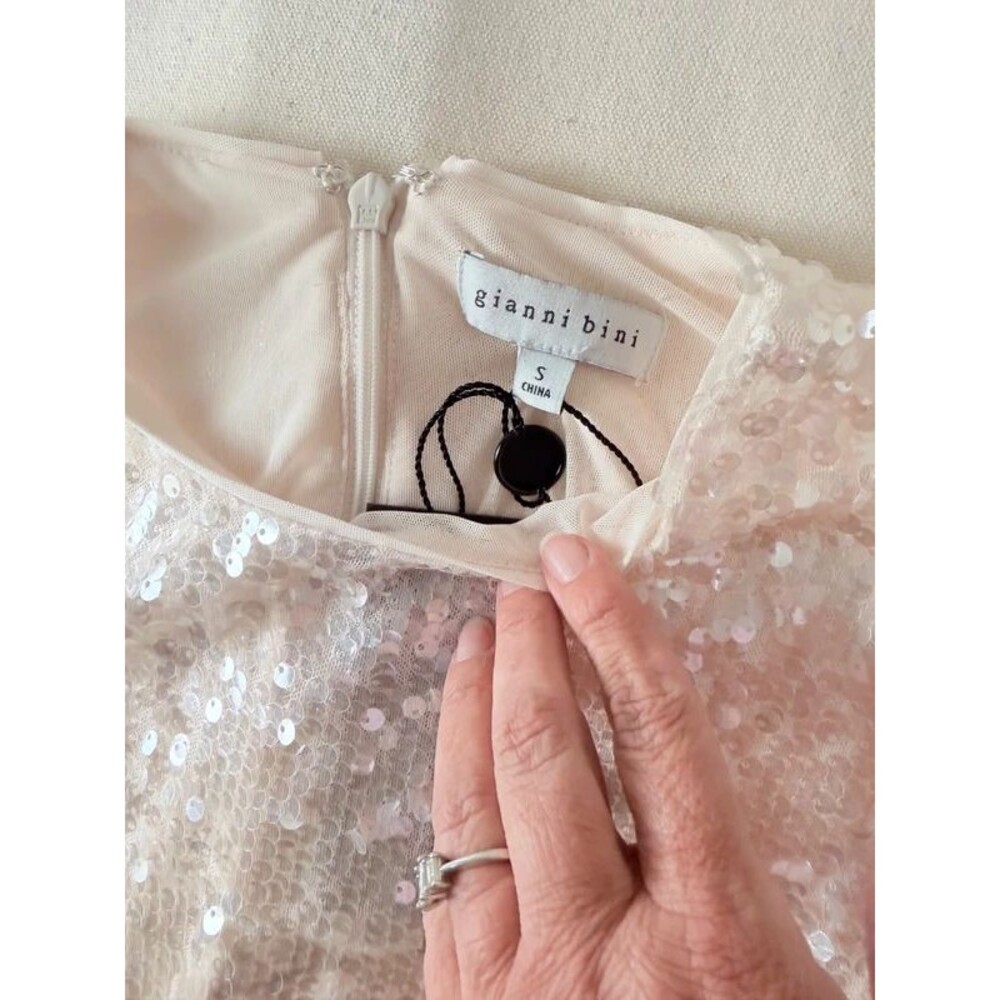 Gianni Bini Ruby Sequin Mini Dress NWT Size Small Champagne - Picture 3 of 14